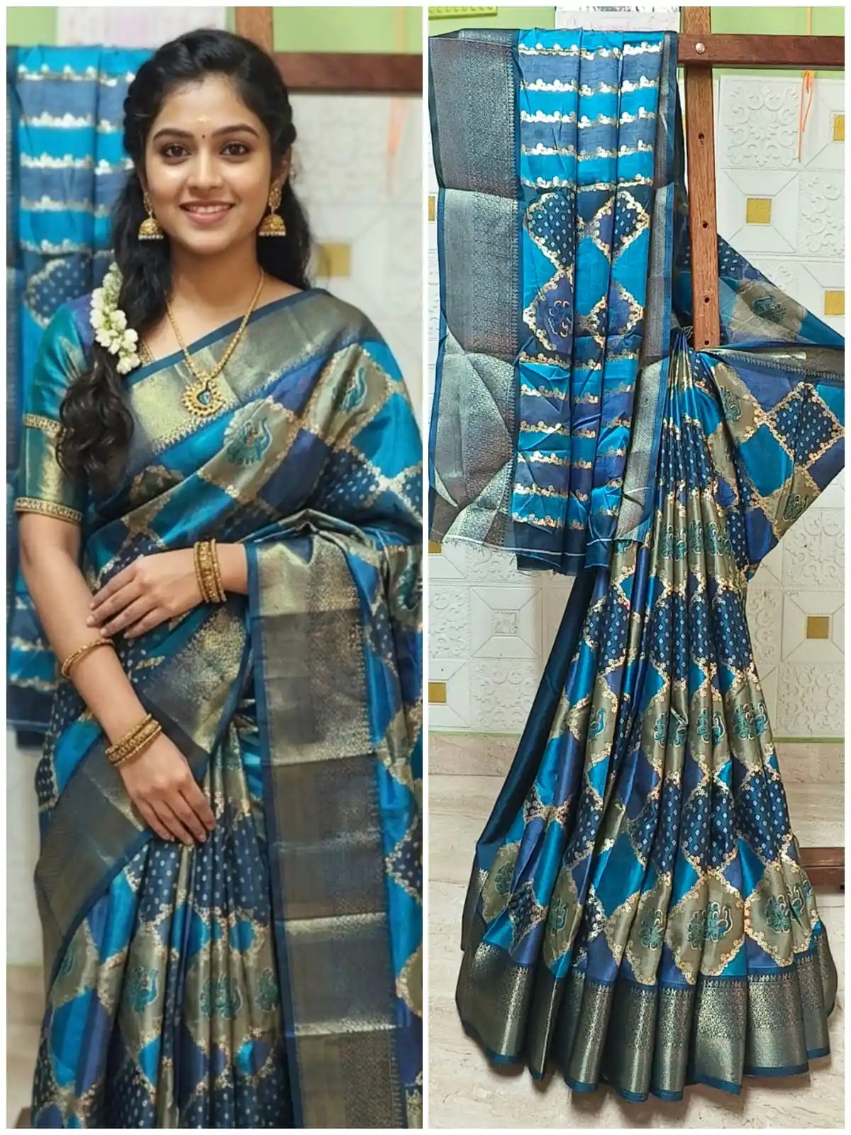 Contrast Digital Dola Border Work Saree